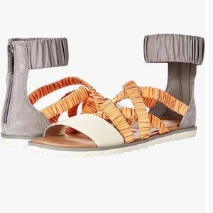 SOREL I Sandal Ella II Ankle Strap Sandal Size 9.5 Chrome Gray Faded Spark NIB